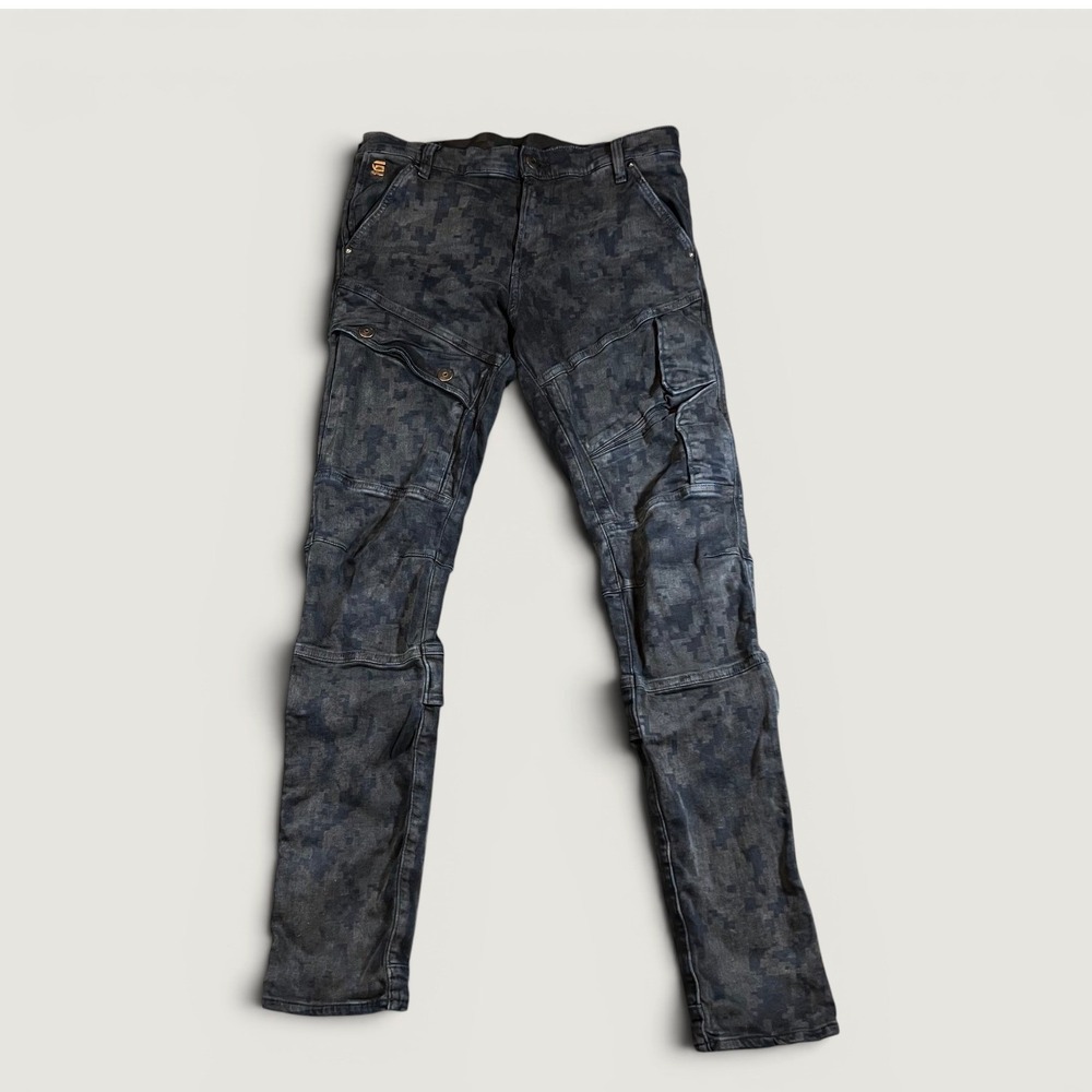G-Star RAW Airblaze 3D Skinny Moto Stretch Jeans Mens 33x32 Black Camo Cargo